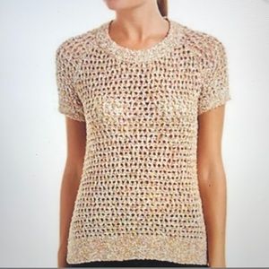 NWT - CAbi Sherbet Multi Color Pull over Open knit Sweater Size XS